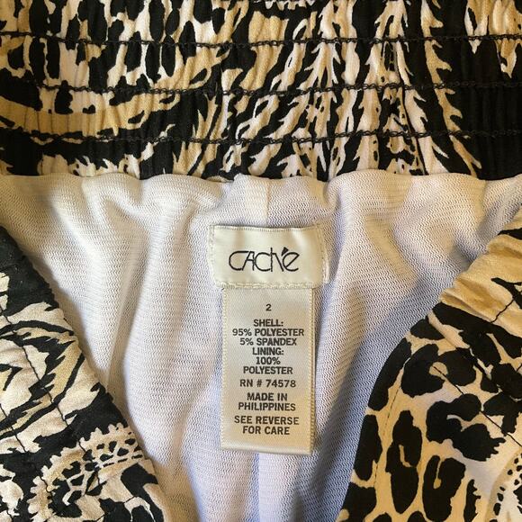 CActive Women Palazzo Pants size 2 Floral Black Mid Rise Stretch Flared Vacay - Picture 8 of 11